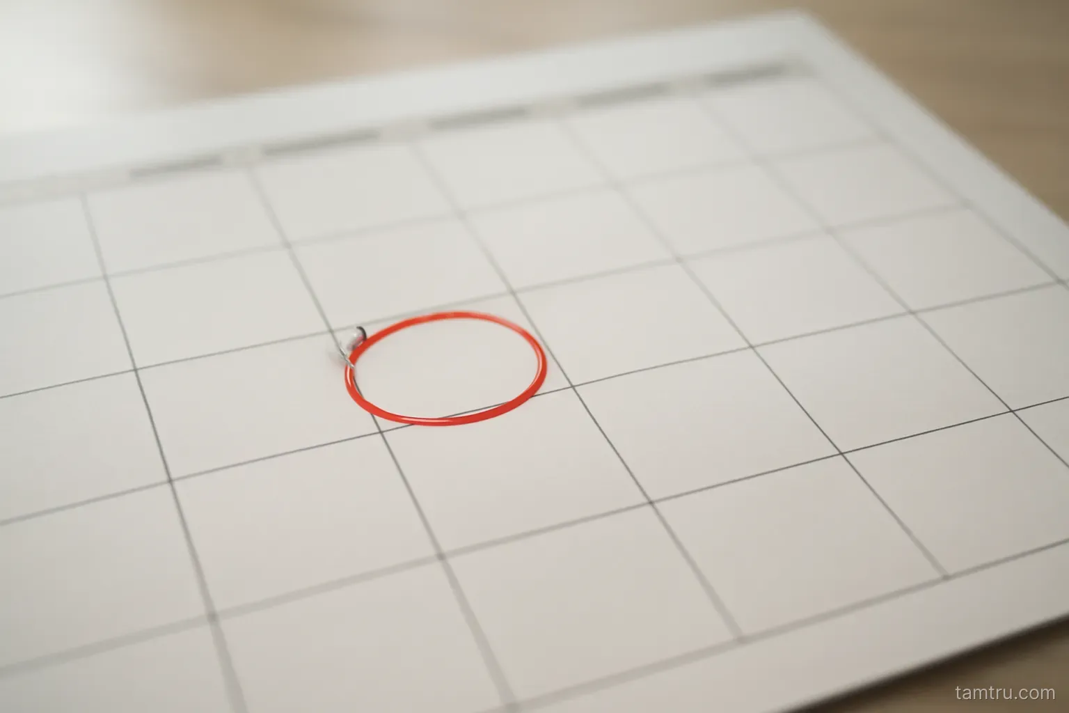 a calendar page with one date circled and the following days left blank